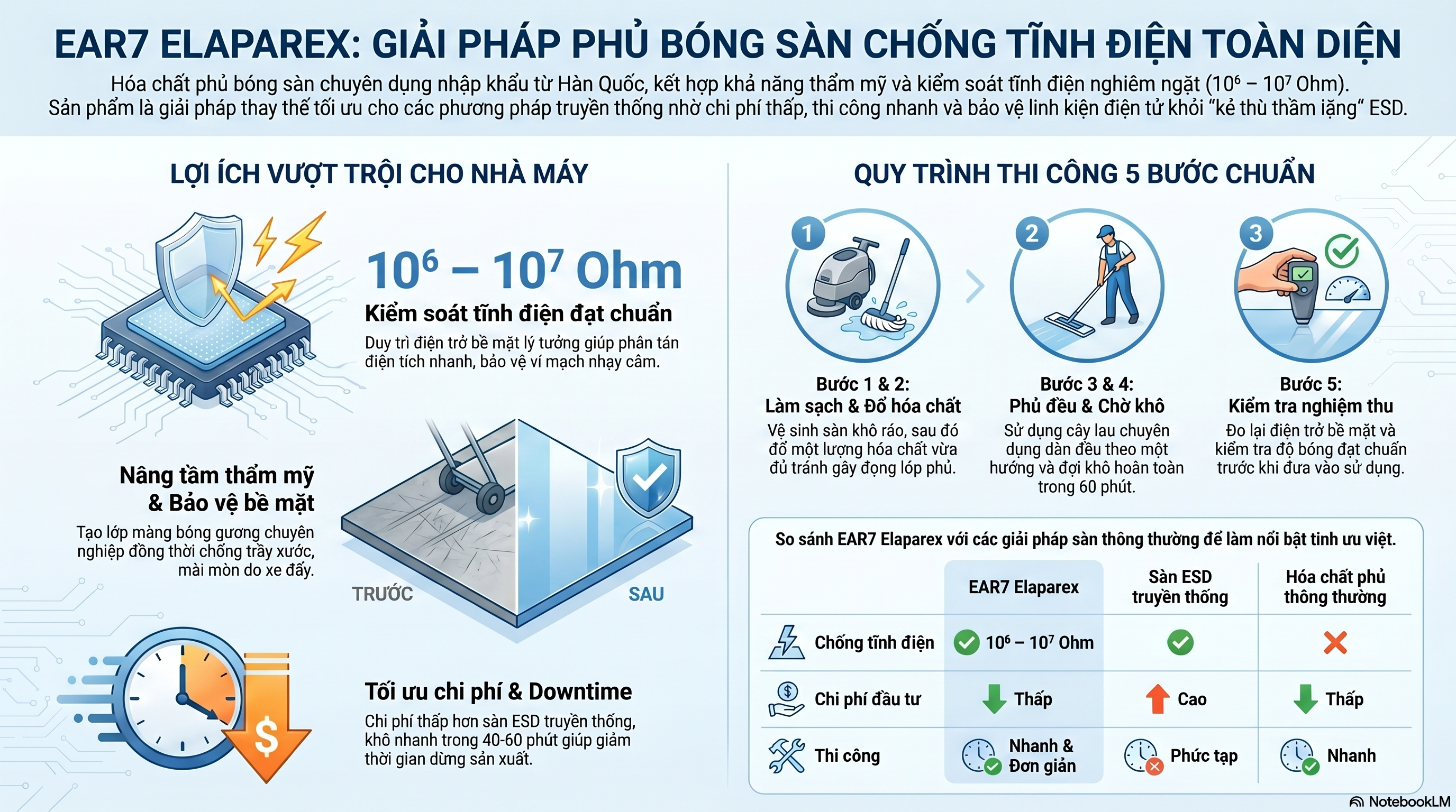 Các bước phủ bóng chống tĩnh điện